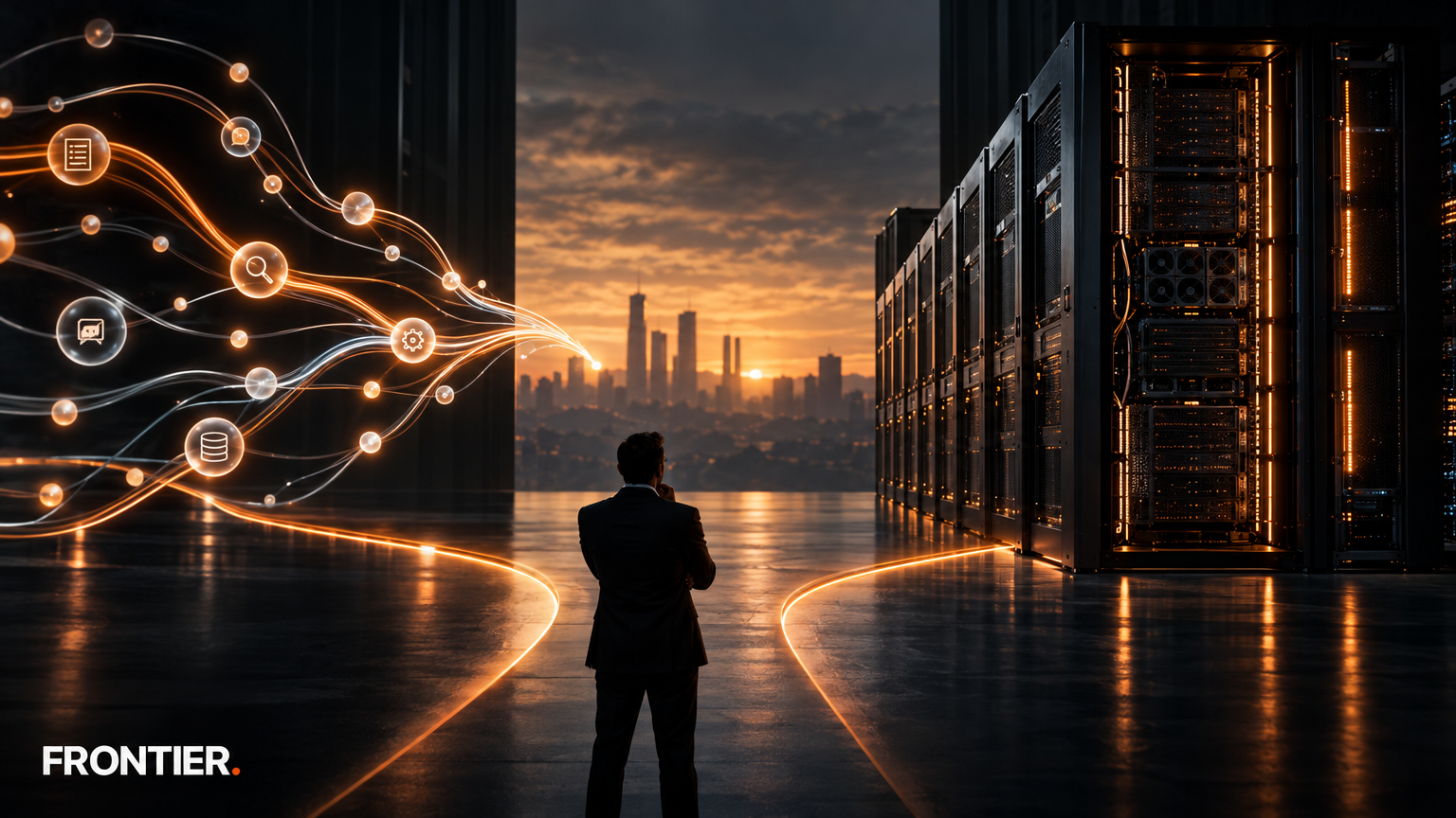 Frontier editorial art for AMD Introduces Helion, but Agent Routing Alone Cannot Justify the Rack