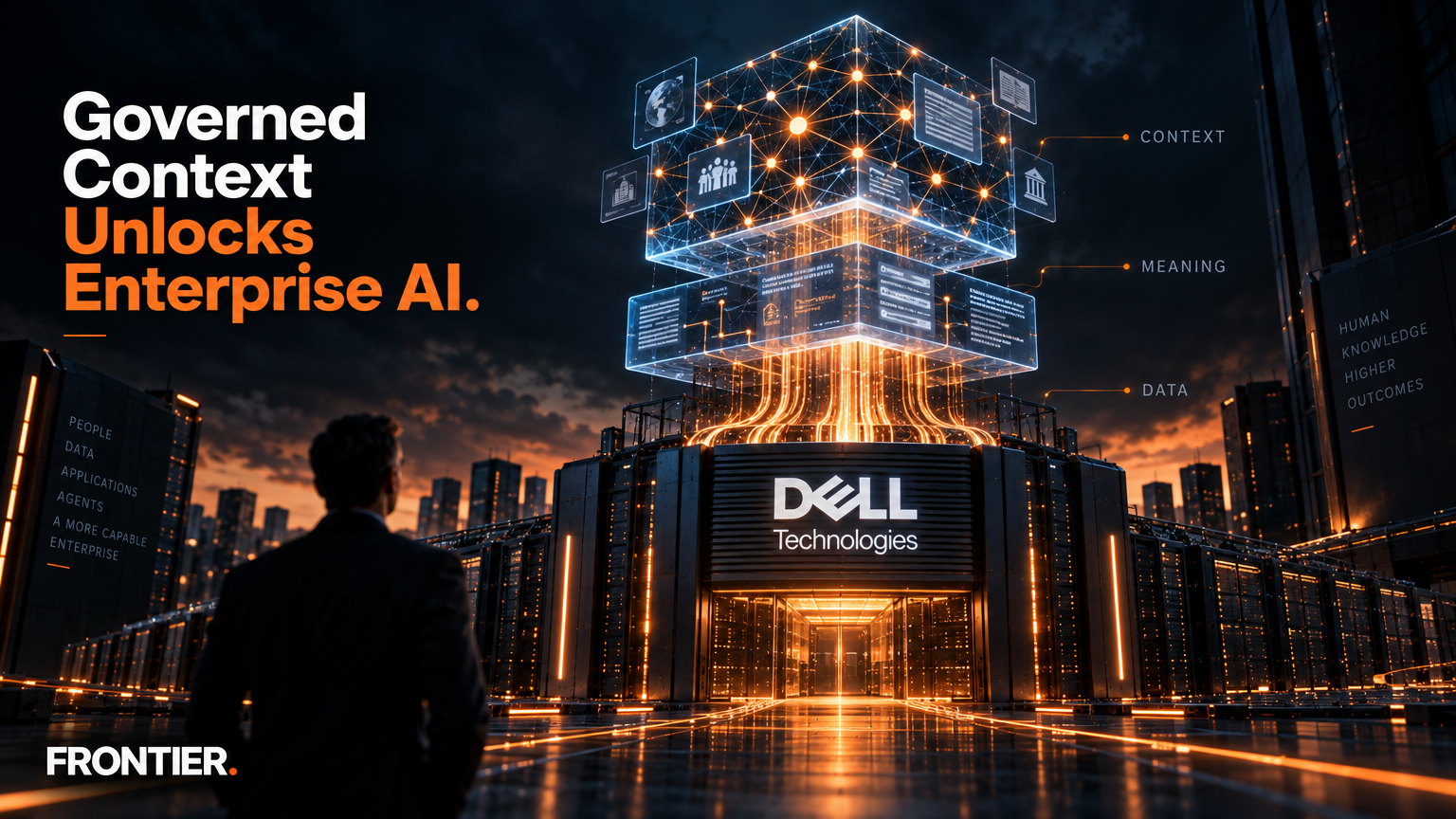 Frontier editorial art for Dell Technologies Maps a 2027 Context Layer for AI Agents, Making Governed Meaning the New Architecture Gate