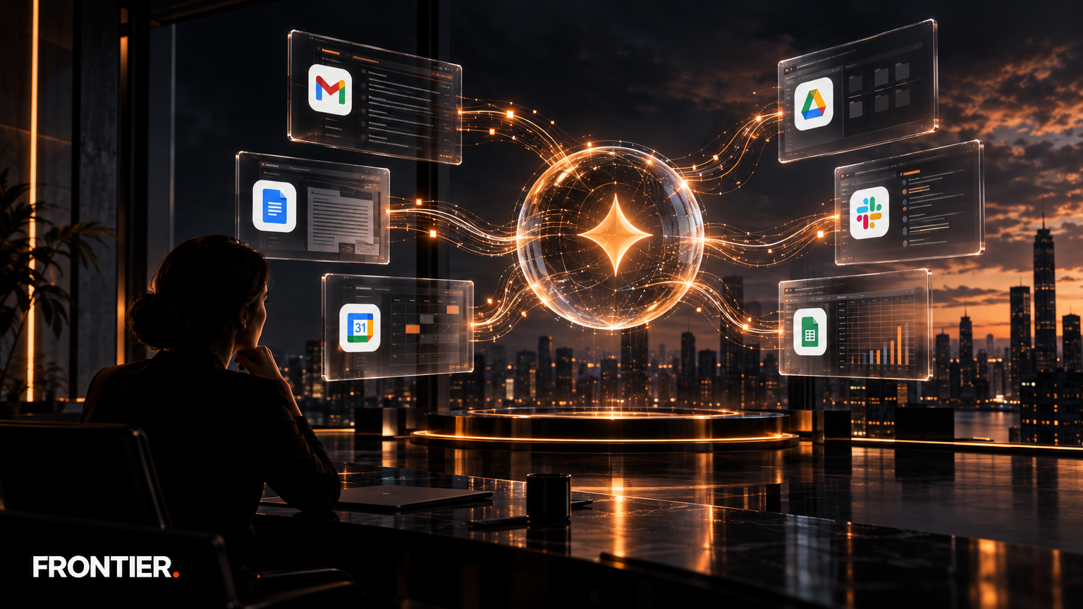 Frontier editorial art for Google Introduces Gemini Agent. The Stakes Are Workflow Control.