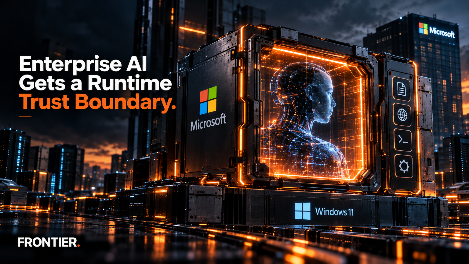 Frontier editorial art for Microsoft Makes Execution Containers GA, Moving Agent Trust Into the Runtime