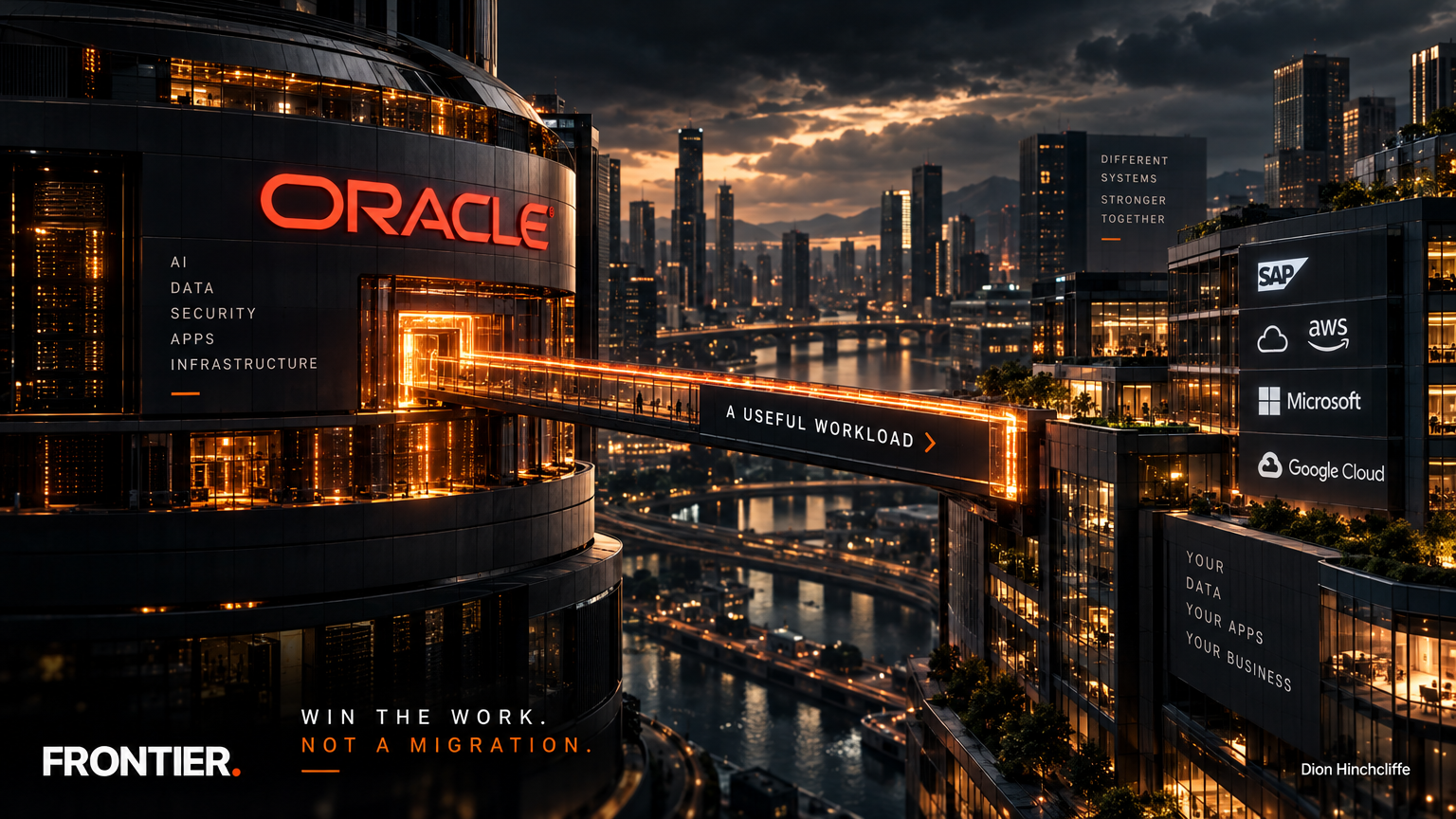 Oracle connects a single valuable AI workload into an intact non-Oracle enterprise landscape: winning useful work without demanding a wholesale migration.