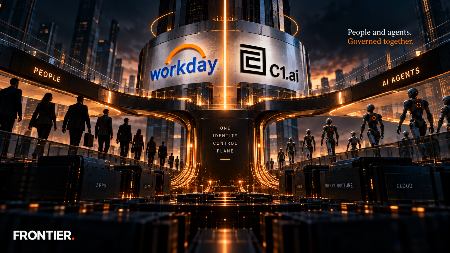 Frontier editorial art for Workday Agrees to Acquire C1.ai, Moving Identity Governance Toward a Human-and-Agent Control Plane